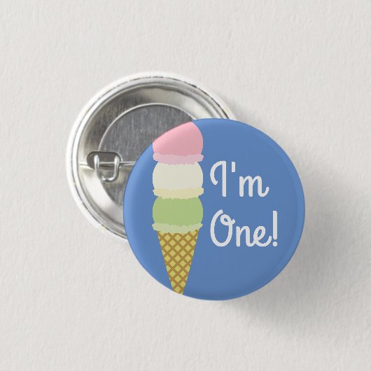 Ice Cream Cone Cute 1st Birthday Button Pin (Voorkant /achterkant)