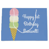 Ice Cream Cone Cute 1st Birthday Gift Bag Groot Cadeauzakje (Voorkant)