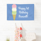 Ice Cream Cone Cute 1st Birthday Party Banner (Insitu)