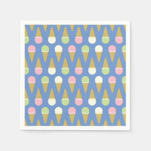 Ice Cream Cone Cute 1st Birthday Party Napkins Servet