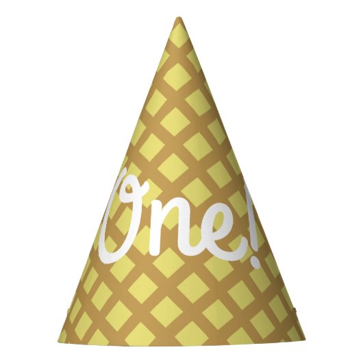 Ice Cream Cone Cute 1st Birthday Party Petten Feesthoedjes (Voorkant)