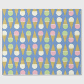 Ice Cream Cone Cute 1st Birthday Wrapping Paper Cadeaupapier (Vlak)