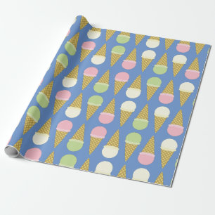 Ice Cream Cone Cute 1st Birthday Wrapping Paper Cadeaupapier
