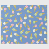 Ice Cream Cone Cute 1st Birthday Wrapping Paper Cadeaupapier (Vlak)