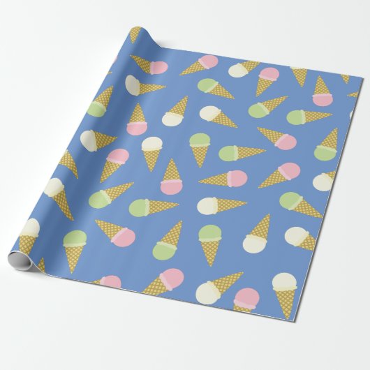 Ice Cream Cone Cute 1st Birthday Wrapping Paper Cadeaupapier (Uitgerold)