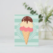 Ice Cream Cone - Cute Chocolate Vanilla Mint Green Briefkaart (Staand voorkant)
