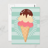 Ice Cream Cone - Cute Chocolate Vanilla Mint Green Briefkaart (Voorkant / Achterkant)
