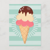 Ice Cream Cone - Cute Chocolate Vanilla Mint Green Briefkaart (Voorkant)