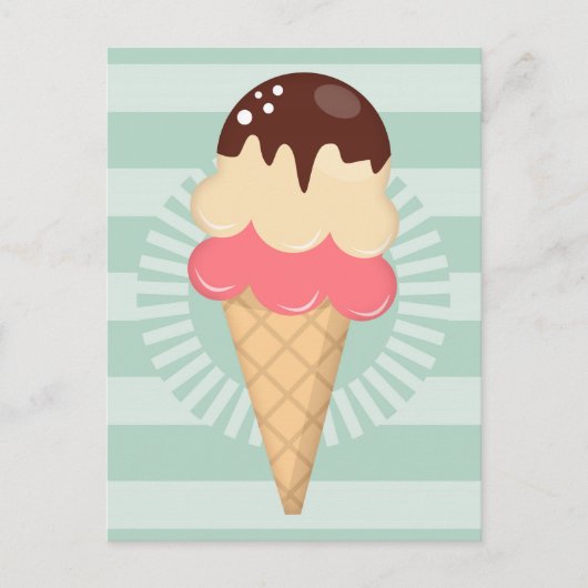 Ice Cream Cone - Cute Chocolate Vanilla Mint Green Briefkaart (Voorkant)