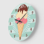 Ice Cream Cone - Cute Chocolate Vanilla Mint Green Grote Klok (Hoek)