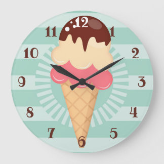 Ice Cream Cone - Cute Chocolate Vanilla Mint Green Grote Klok