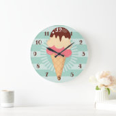 Ice Cream Cone - Cute Chocolate Vanilla Mint Green Grote Klok (Huis)