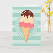 Ice Cream Cone - Cute Chocolate Vanilla Mint Green Kaart (Gele Bloem)
