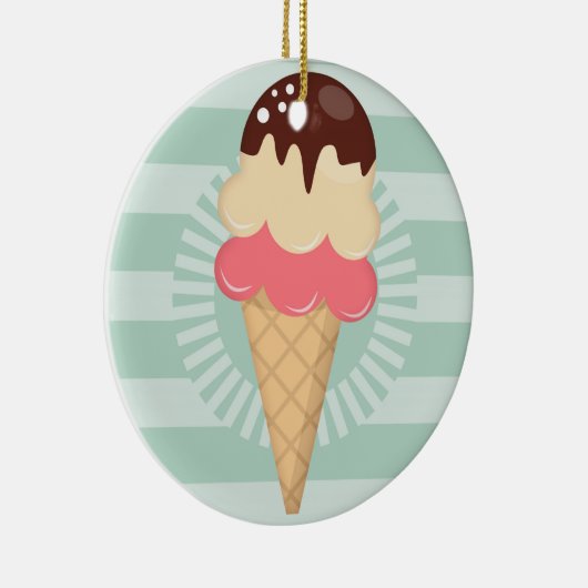 Ice Cream Cone - Cute Chocolate Vanilla Mint Green Keramisch Ornament (Rechts)