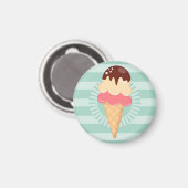 Ice Cream Cone - Cute Chocolate Vanilla Mint Green Magneet (Voorkant / Achterkant)