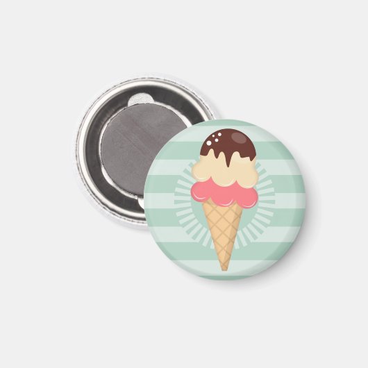 Ice Cream Cone - Cute Chocolate Vanilla Mint Green Magneet (Voorkant / Achterkant)