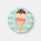 Ice Cream Cone - Cute Chocolate Vanilla Mint Green Magneet (Voorkant)