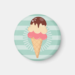 Ice Cream Cone - Cute Chocolate Vanilla Mint Green Magneet