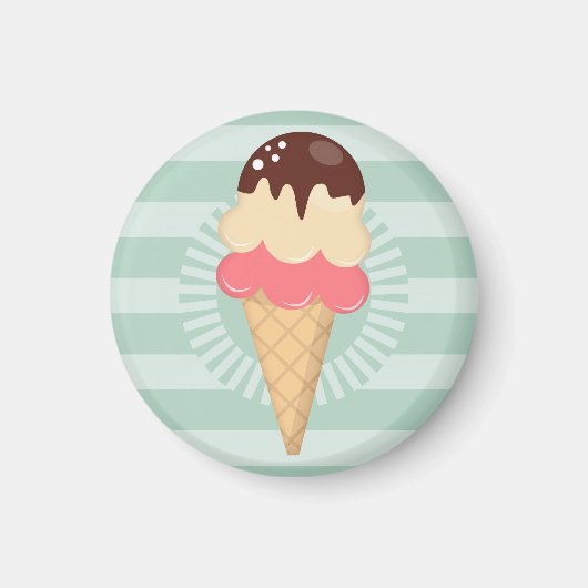 Ice Cream Cone - Cute Chocolate Vanilla Mint Green Magneet (Voorkant)