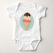 Ice Cream Cone - Cute Chocolate Vanilla Mint Green Romper (Voorkant)