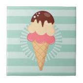 Ice Cream Cone - Cute Chocolate Vanilla Mint Green Tegeltje (Voorkant)