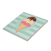 Ice Cream Cone - Cute Chocolate Vanilla Mint Green Tegeltje (Zijkant)