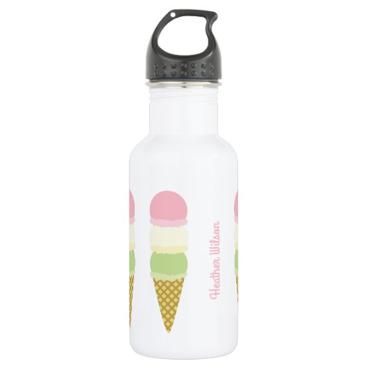 Ice Cream Cone Cute Kinder Water Flacon met naam Waterfles (Voorkant)