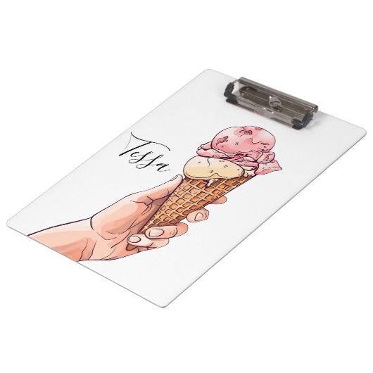 Ice Cream Cone Design Monogram Naam Klembord (Gekanteld)