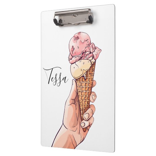 Ice Cream Cone Design Monogram Naam Klembord (Links)