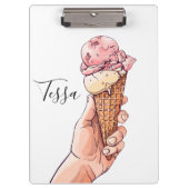 Ice Cream Cone Design Monogram Naam Klembord (Voorkant)