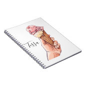 Ice Cream Cone Design Monogram Naam Notitieboek (Rechterzijde)