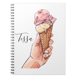 Ice Cream Cone Design Monogram Naam Notitieboek