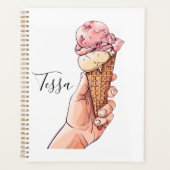 Ice Cream Cone Design Monogram Naam Planner (Voorkant)
