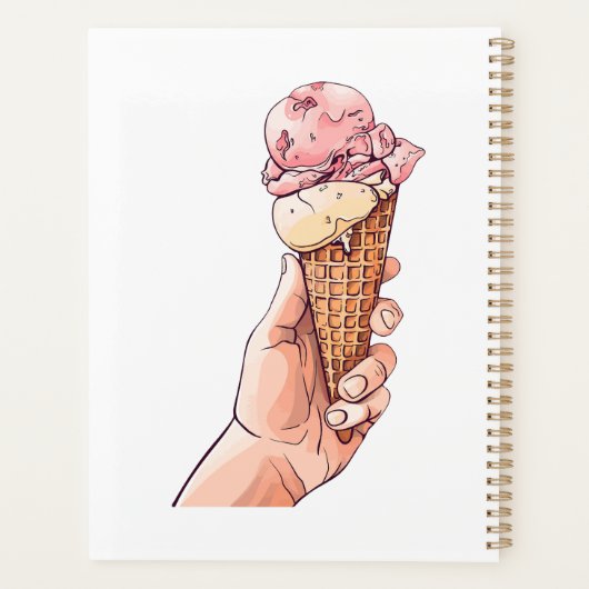 Ice Cream Cone Design Monogram Naam Planner (Achterkant)