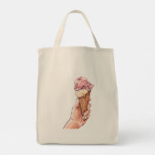 Ice Cream Cone Design Monogram Naam Tote Bag (Achterkant)