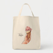 Ice Cream Cone Design Monogram Naam Tote Bag (Voorkant)