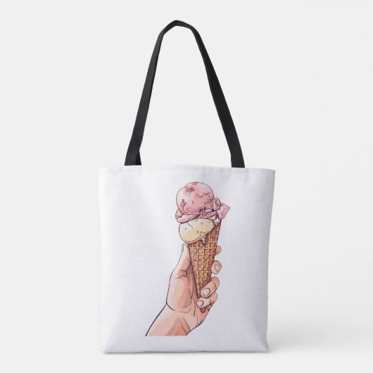 Ice Cream Cone Design Monogram Naam Tote Bag (Achterkant)