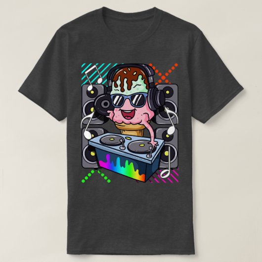Ice Cream Cone DJ Dance Muziek Elektronische Hip H T-shirt (Design voorkant)