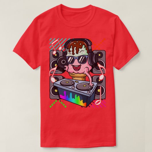 Ice Cream Cone DJ Dance Muziek Elektronische Hip H T-shirt (Design voorkant)