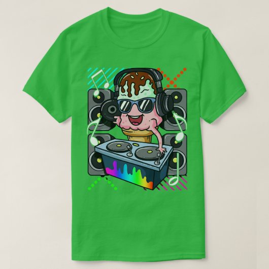 Ice Cream Cone DJ Dance Muziek Elektronische Hip H T-shirt (Design voorkant)