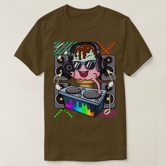 Ice Cream Cone DJ Dance Muziek Elektronische Hip H T-shirt (Design voorkant)