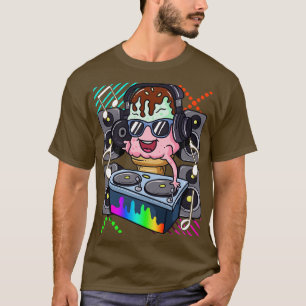 Ice Cream Cone DJ Dance Muziek Elektronische Hip H T-shirt