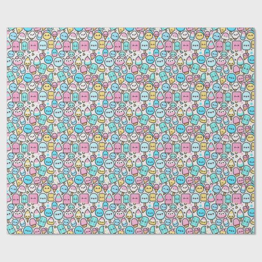 Ice Cream Cone en Popsicle Doodles Cadeaupapier (Vlak)