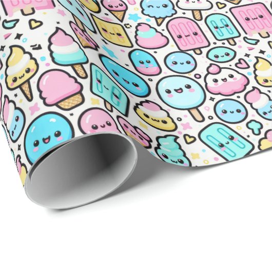 Ice Cream Cone en Popsicle Doodles Cadeaupapier (Rol Hoek)