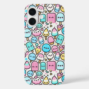 Ice Cream Cone en Popsicle Doodles iPhone 16 Hoesje