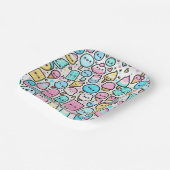 Ice Cream Cone en Popsicle Doodles Papieren Bordje (Gebogen)