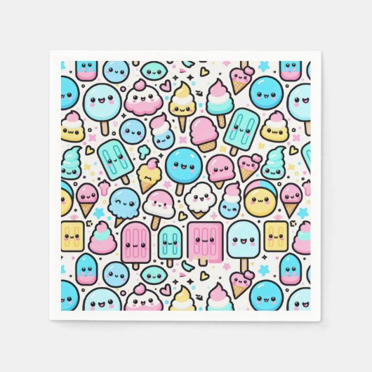 Ice Cream Cone en Popsicle Doodles Servet (Voorkant)