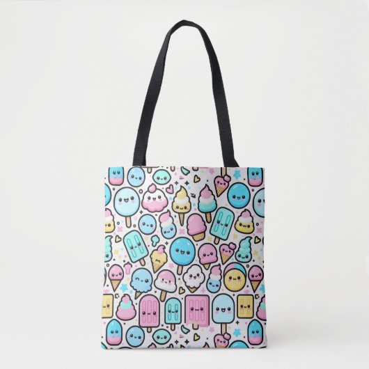 Ice Cream Cone en Popsicle Doodles Tote Bag (Voorkant)
