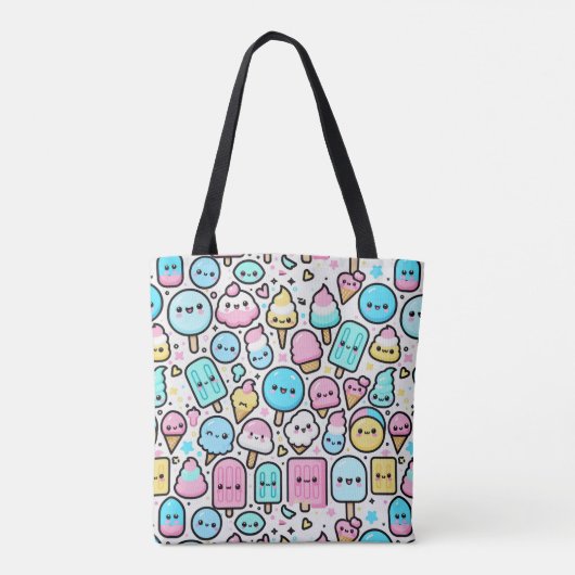 Ice Cream Cone en Popsicle Doodles Tote Bag (Achterkant)