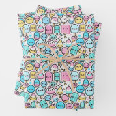 Ice Cream Cone en Popsicle Kawaii Art Inpakpapier Vel (In situ)